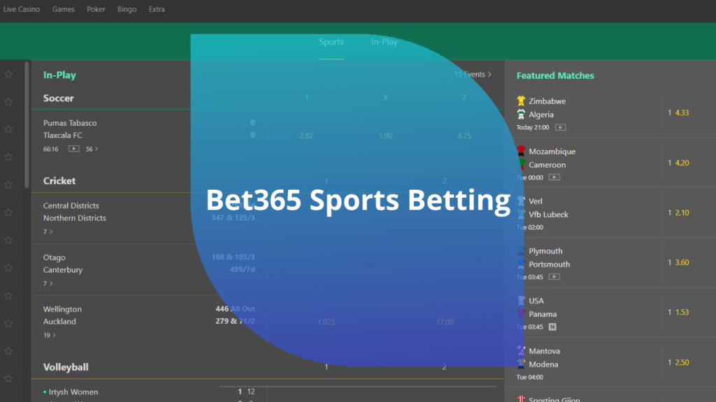 Betting options in the Bet 365 app