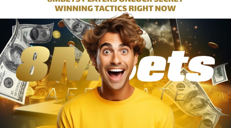 A man smiles while holding money, promoting 8mbets players' secret winning tactics available now.